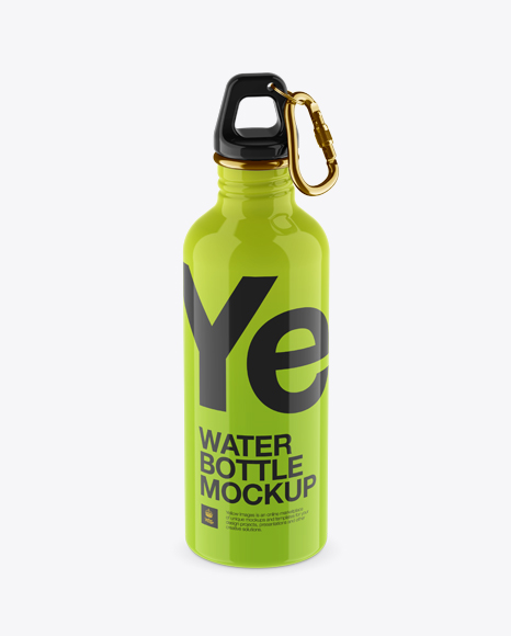 500ml Glossy Sport Bottle With Carabiner PSD Mockup High-Angle Shot 5.54 MB