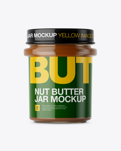 Download Nut Butter Glass Jar PSD Mockup Eye-Level Shot