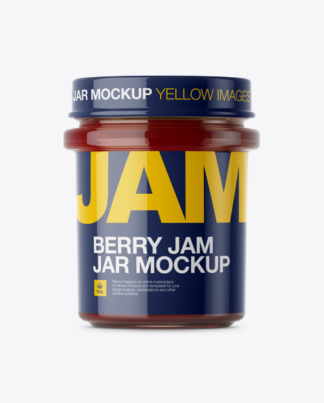 Glass Berry Jam Jar PSD Mockup Front View 53.88 MB