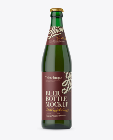Green Glass Beer Bottle PSD Mockup 26.23 MB