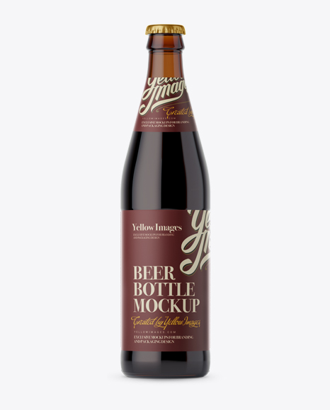 Download Amber Glass Bottle with Dark Beer PSD Mockup