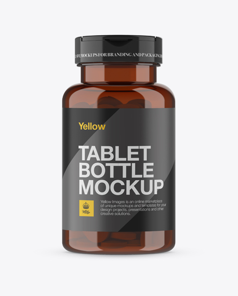 Amber Pill Bottle PSD Mockup Front View