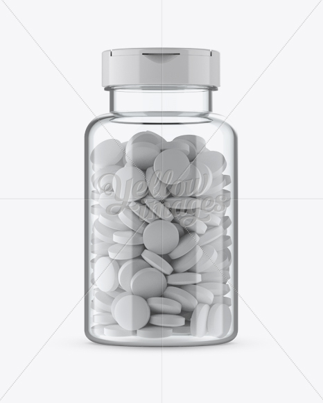 Download Clear Pill Bottle Mockup - Front View in Bottle Mockups on Yellow Images Object Mockups