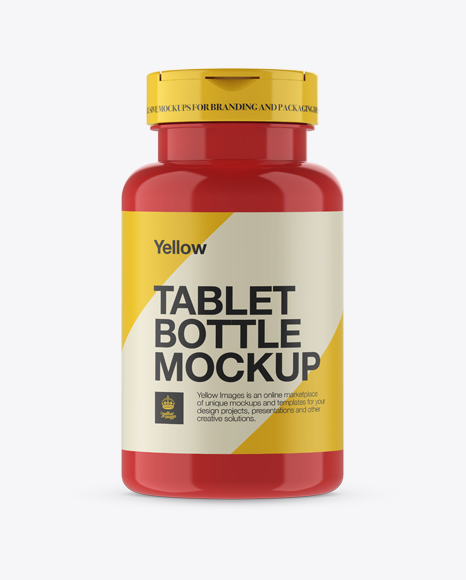 Download Glossy Pill Bottle PSD Mockup Front View