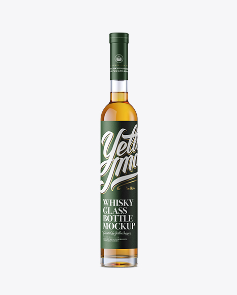 Download Glass Bottle w/ Whiskey Mockup - Front View in Bottle ... Yellowimages Mockups
