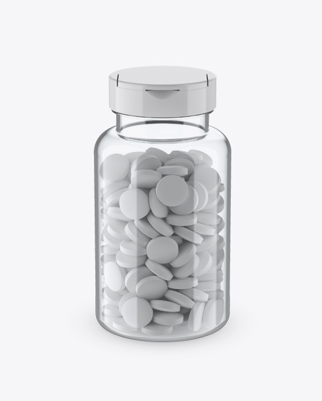 Clear Pill Bottle Mockup (High-Angle Shot) in Bottle Mockups on Yellow