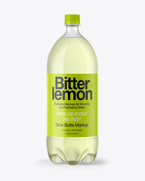 Download 2L PET Bottle with Lemonade PSD Mockup