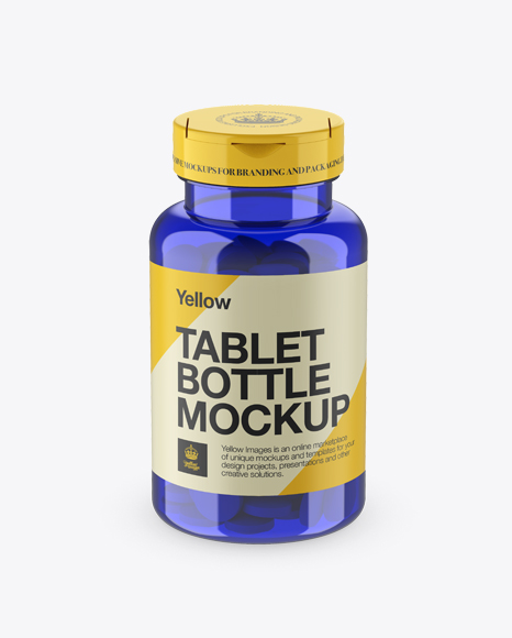 Blue Pill Bottle Mockup (High-Angle Shot) Blue Pill Bottle Mockup (High-Angle Shot)