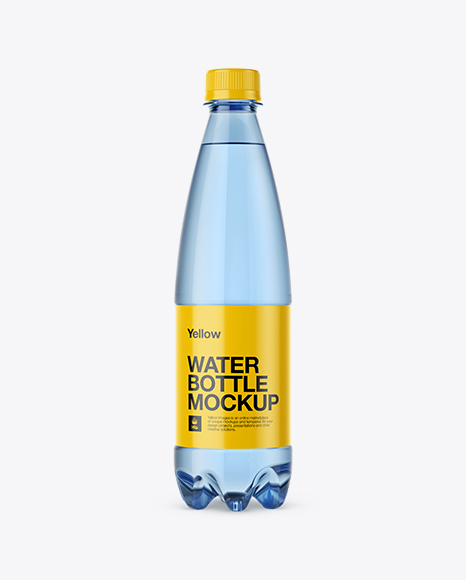 500ml Blue PET Water Bottle PSD Mockup Front View 24.11 MB