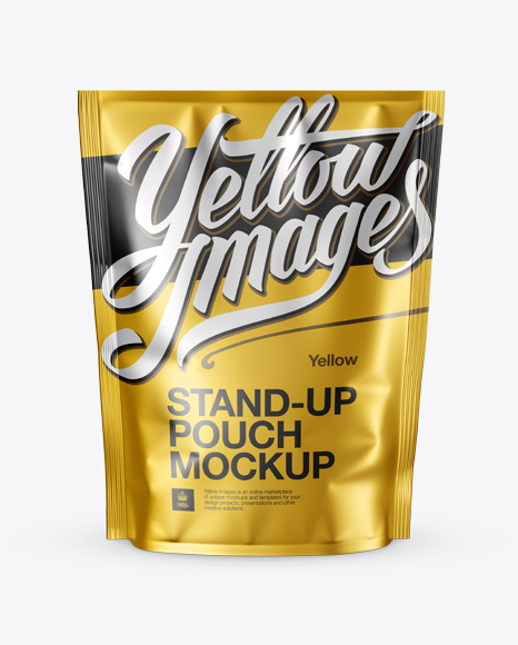 Matte Metallic Stand Up Pouch Psd Mockup Front View Free Packaging Mockups Template Psd