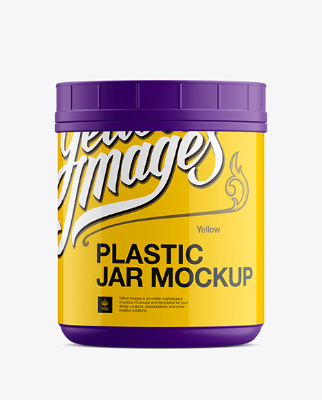 Download Matte Plastic Jar with Glossy Label PSD Mockup Front View
