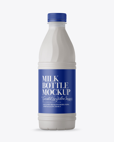 Matte Plastic Milk Bottle PSD Mockup Front View 28.63 MB