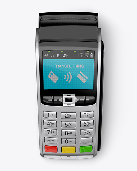 Payment Terminal with Label PSD Mockup Top View 25.59 MB