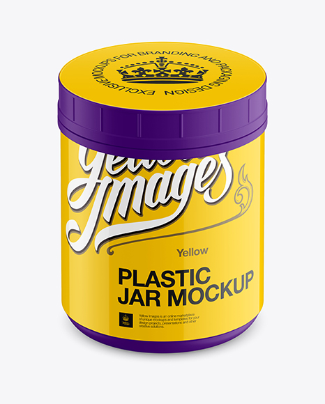Matte Plastic Jar with Glossy Label PSD Mockup High-Angle Shot 47.71 MB