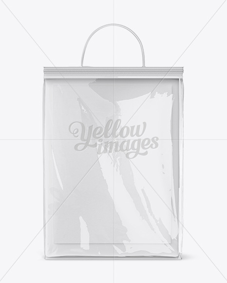Clear Vinyl Bag with Bed Linen Mockup - Front, Side & Back View in