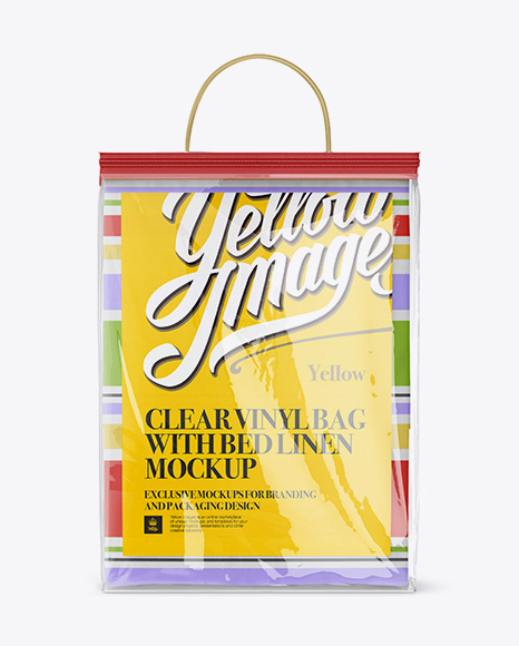 Download Download Clear Vinyl Bag With Bed Linen Mockup Front Side Back View Object Mockups Download Mockup Logo 3d Psd Template Yellowimages Mockups