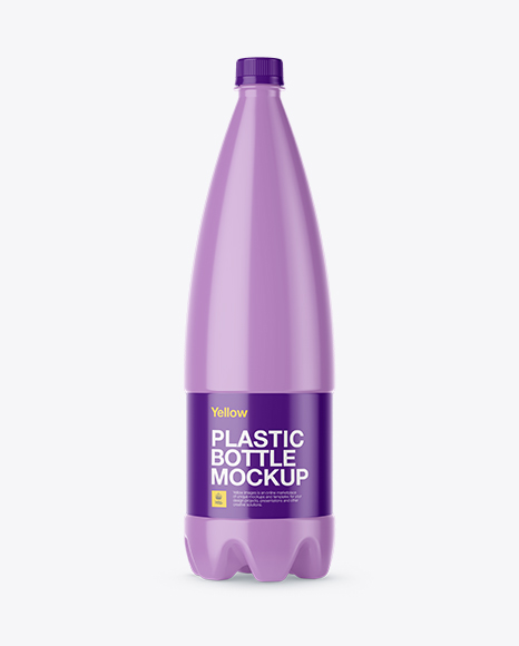 Download 1L Glossy Plastic Bottle PSD Mockup Front View