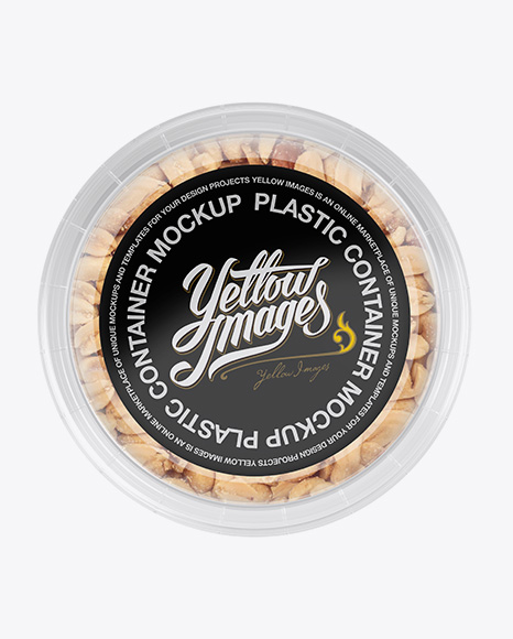 Plastic Container with Peanuts PSD Mockup Top View