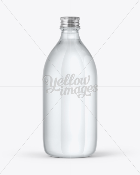 Clear Glass Water Bottle Mockup in Bottle Mockups on Yellow Images