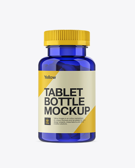 Download Blue Pill Bottle Mockup Front View Object Mockups