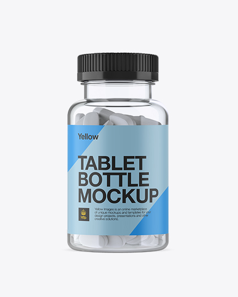 Download Clear Pill Bottle Mockup - Front View in Bottle Mockups on Yellow Images Object Mockups
