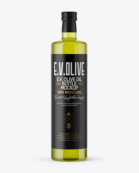 Download 1L Clear Glass Olive Oil Bottle PSD Mockup
