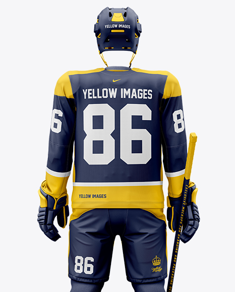 Download Men's Full Ice Hockey Kit mockup (Back View) in Apparel Mockups on Yellow Images Object Mockups