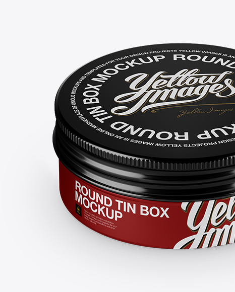 Download Metal Round Tin Box Mockup - Front View (High-Angle Shot) in Box Mockups on Yellow Images Object ...
