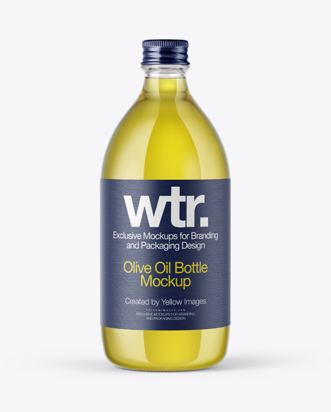 Clear Glass Olive Oil Bottle with Paper Label PSD Mockup 19.83 MB