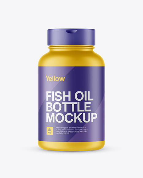 Download Matte Plastic Fish Oil Bottle PSD Mockup Front View