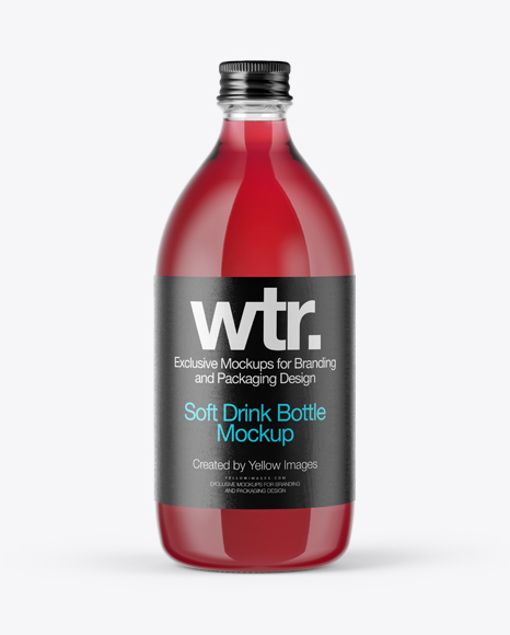 Download Clear Glass Bottle with Red Drink PSD Mockup