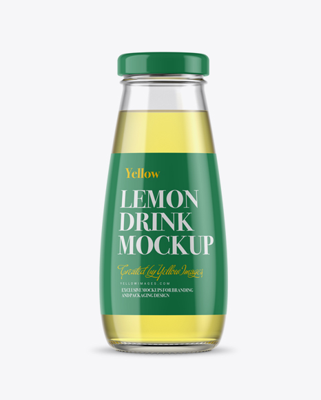 330ml Clear Glass Lemon Drink Bottle PSD Mockup 14.29 MB