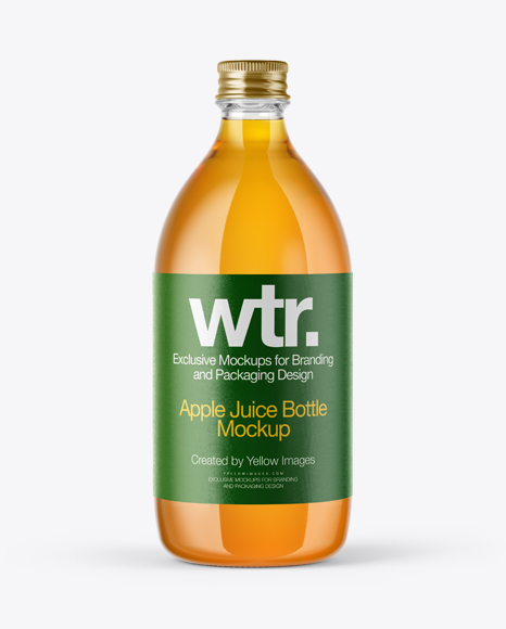 Clear Glass Apple Juice Bottle PSD Mockup