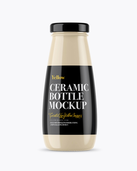 330ml Glossy Ceramic Bottle PSD Mockup Front View 4.93 MB