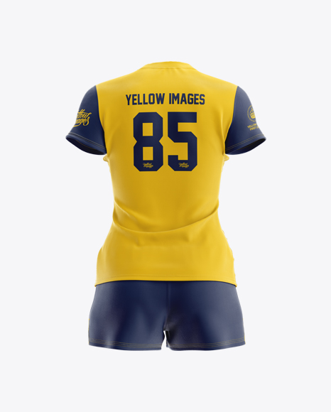 Women's Rugby Kit with V-Neck Jersey Mockup - Back View in Apparel Mockups on Yellow Images ...