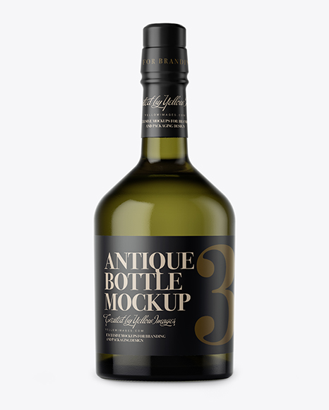 Antique Green Glass Bottle Mockup