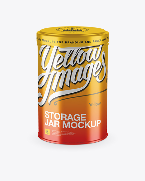 Download Metallic Storage Jar PSD Mockup Front View High-Angle Shot