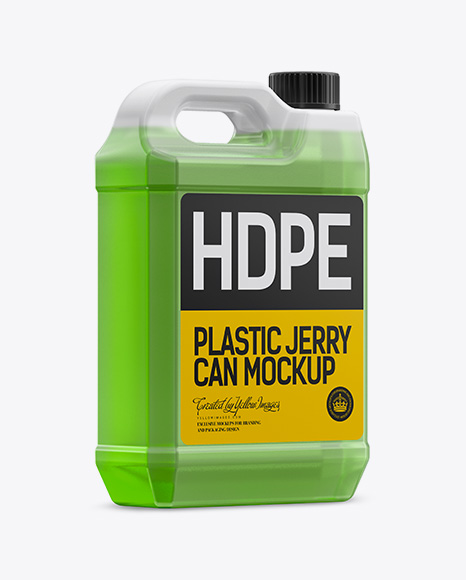 Download Free Transparent Plastic Jerrycan With Liquid Psd Mockup Halfside Back View PSD Mockups.