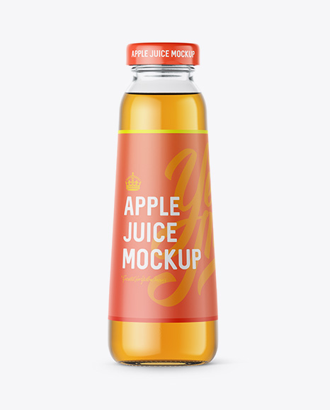 300ml Clear Glass Bottle with Apple Juice PSD Mockup 23.99 MB