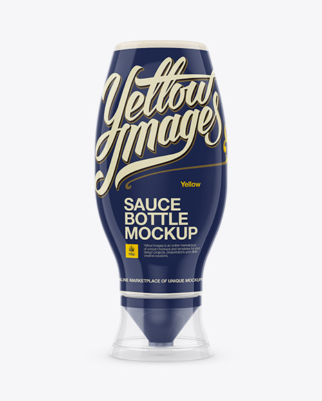 Download Transparent Plastic Bottle with Sauce PSD Mockup Front View