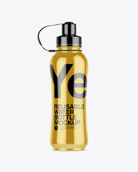 Download Download Metallic Sport Bottle Mockup - Front View Object Mockups - All Free PSD Mockup