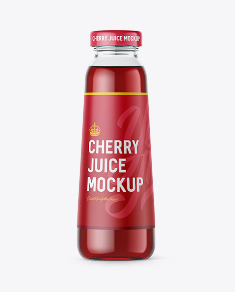 300ml Clear Glass Bottle with Cherry Juice PSD Mockup 24.53 MB