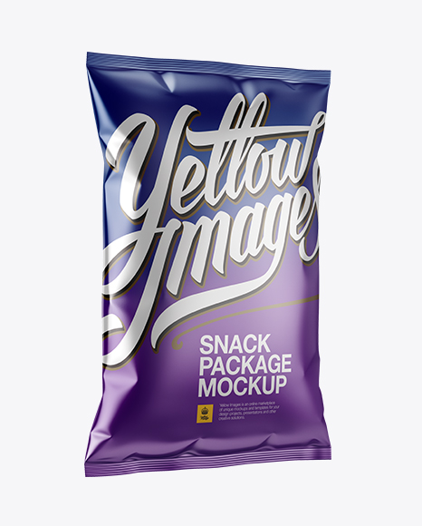 Matte Metallic Snack Package Mockup - Halfside view Flow-Pack Mockups - 3D Logo Mockups Free ...