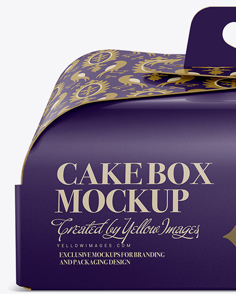 Download Cake Box - Front View in Box Mockups on Yellow Images Object Mockups