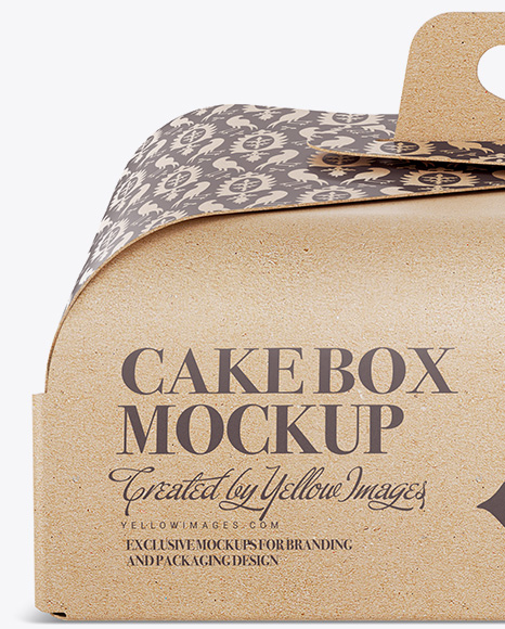 Carton Cake Box Mockup - Front View in Box Mockups on Yellow Images Object Mockups