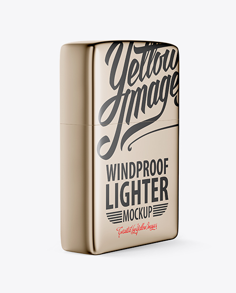 Metallic Lighter Mockup - Halfside View (High-Angle Shot)