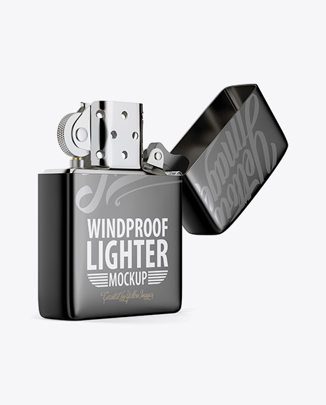 Download Open Metallic Lighter Mockup Halfside View Psd Template Best Product Design Of Mockups Psd PSD Mockup Templates