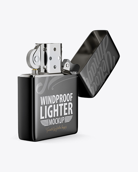 Download Download Open Metallic Lighter Mockup - Halfside View ...
