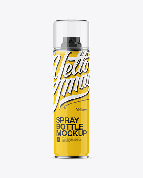 Glossy Spray Bottle With Transparent Cap PSD Mockup