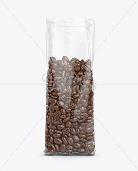 Clear Bag With Coffee Beans Mockup - Front View in Bag & Sack Mockups